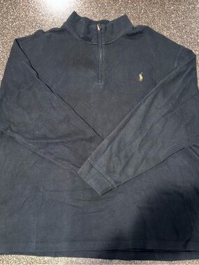 Vintage Polo Ralph Lauren Estate Rib Quarter Zip Black Mens 4XB Big & Tall